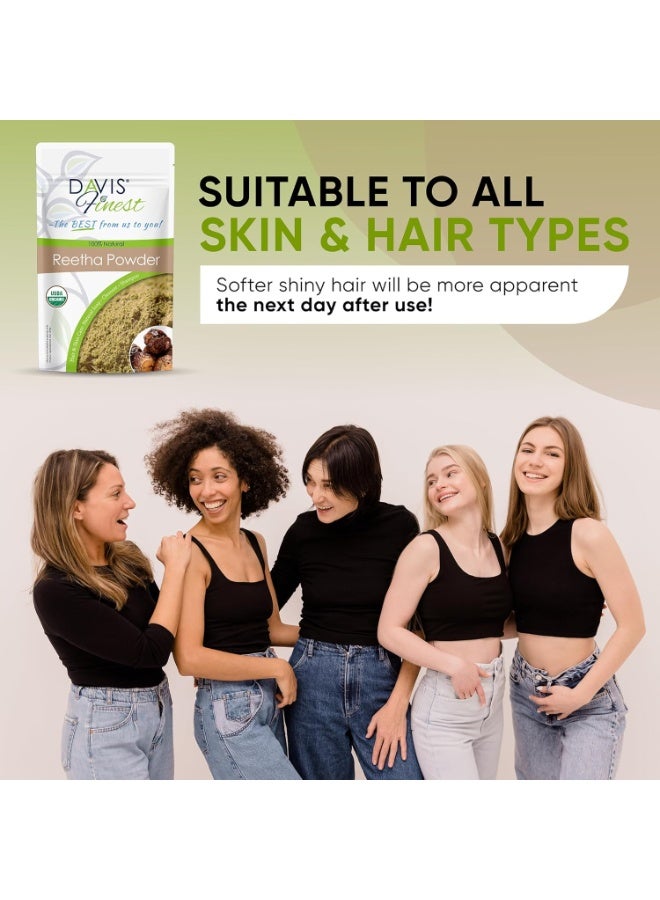 Davis Finest Organic Reetha Aritha Soap Nuts Powder Shampoo SLS Free Soap 100g Ayurvedic Hair and Skin Care  - Image 5
