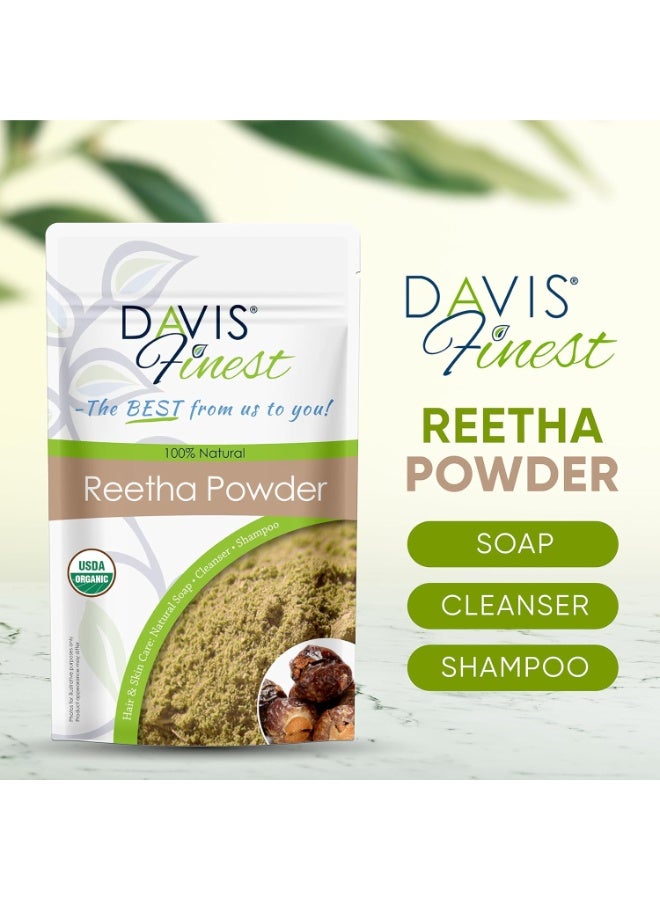 Davis Finest Organic Reetha Aritha Soap Nuts Powder Shampoo SLS Free Soap 100g Ayurvedic Hair and Skin Care  - Image 3