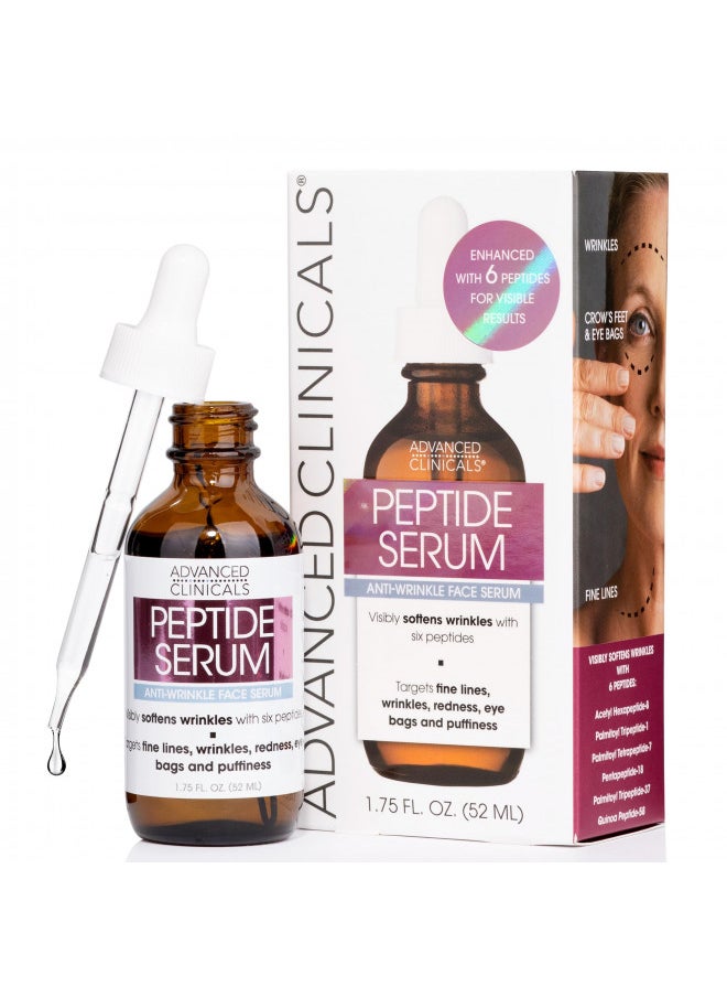Advanced Clinicals Advanced Clinicals Peptide Facial Serum Moisturizer Skin Care Oil For Face, Wrinkles, Fine Lines, & Puffiness. 6X Peptide Concentrate Serum W/Collagen Plumps, Lifts, & Evens Skin Tone, 1.75 Fl Oz  - Image 1