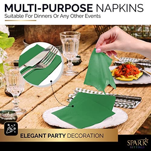 Amcrate 100 Pack Green Beverage Napkins, Big Party Pack, 2 Ply, Ideal for Wedding, Party, Birthday, Dinner, Lunch, Cocktails. (5” x 5”) by Amcrate - Image 5