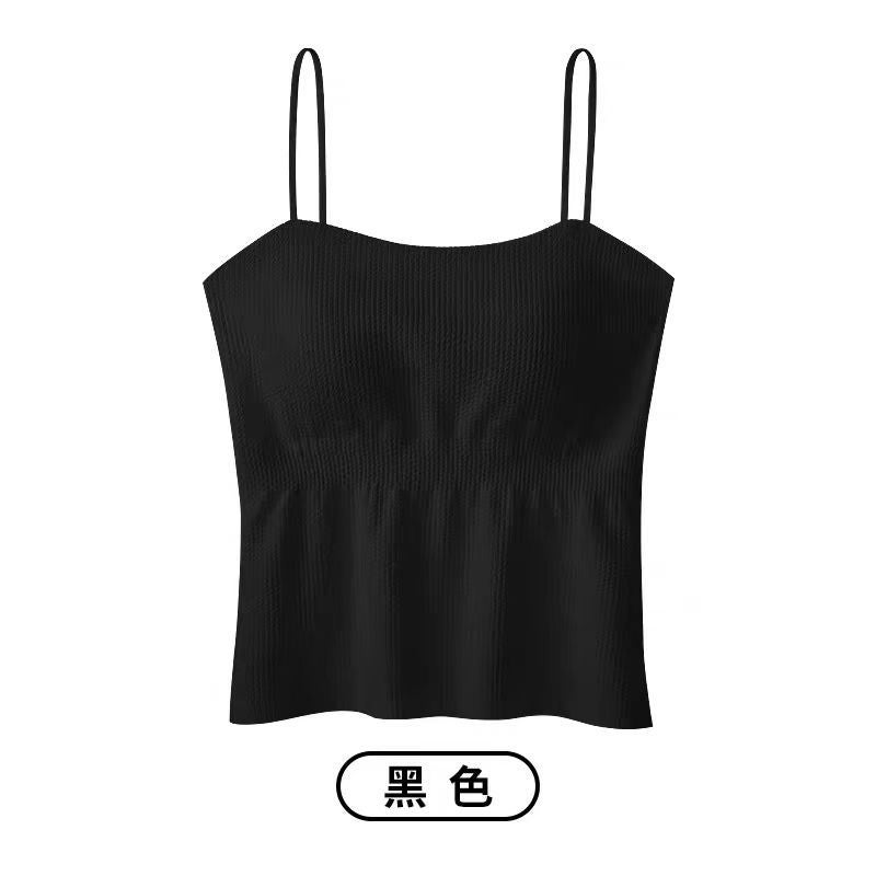 Live broadcast bubble milk puff strip small vest latex breast pad seamless anti-sagging underwear anti-light mask accessory breast tube female Black