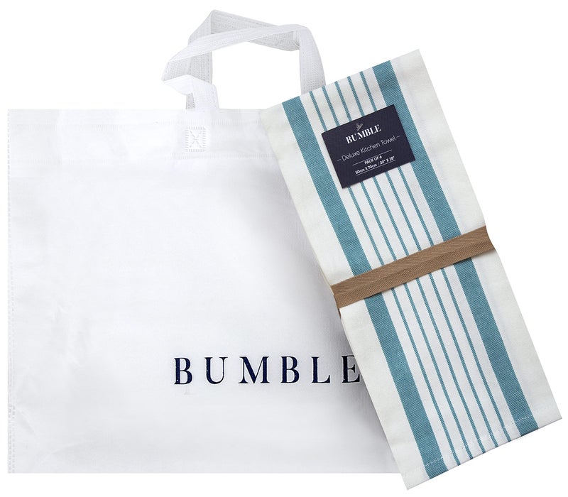 Bumble Towels Premium Kitchen Towels (20â€x 28â€, 6 Pack) | Large Cotton Dish Towels | Flat & Terry Highly Absorbent Kitchen Linen Set with Hanging Loop | Aqua - Image 5