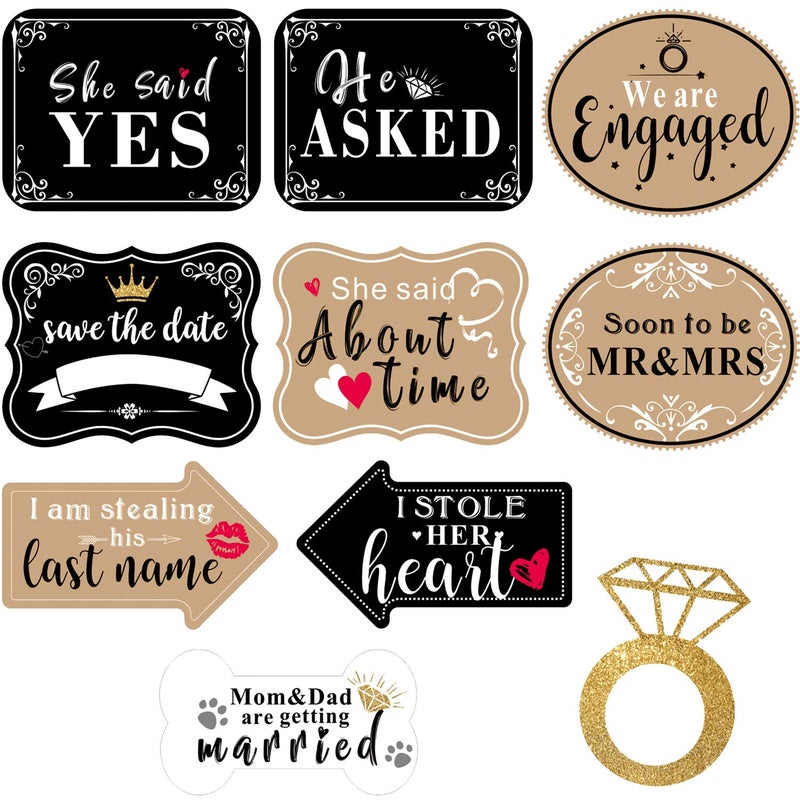 Blulu 10 Pieces She Said Yes Sign Engagement Photo Props Engagement Announcement Photo Prop Kit Signs Cardboard for Wedding Party