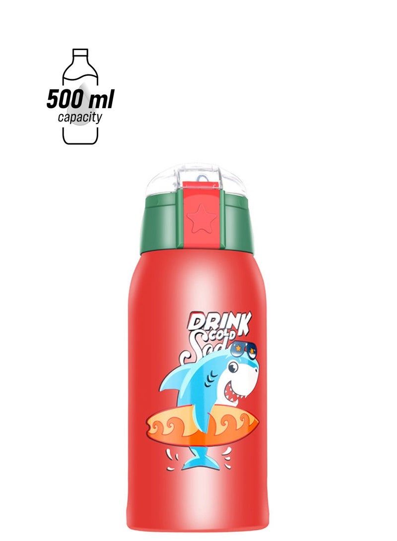 NIBEMINENT Vacuum Insulated Cartoon Animal Water Bottle Red - Image 1