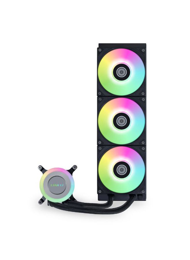 LIAN LI GA II Lite 360R AIO Liquid CPU Cooler, 360mm Aluminum Radiator (27mm), High-Performance 3800 RPM Pump, Dual Infinity Mirror ARGB Lighting, Pre-Installed 3x 120mm ARGB Fans (Up to 2500 RPM), 400mm Braided Tubing, Intel LGA1700/1851 & AMD AM4/AM5 Compatible, Black | GA2L36RB  - Image 4