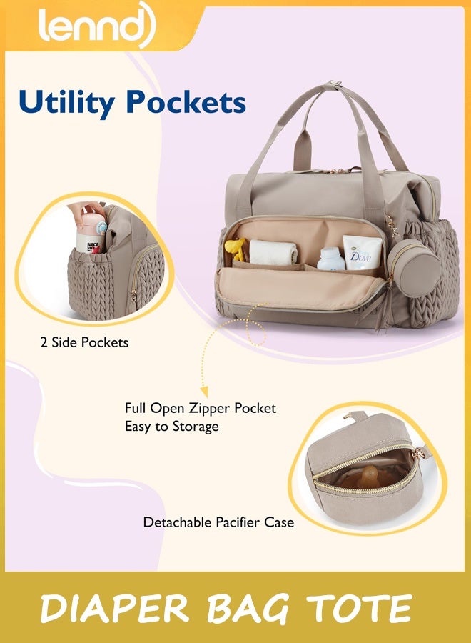 LENND Diaper Bag Tote, Large Capacity Travel Diaper bags, Hospital Bag for Labor Delivery, Baby Bag with Pacifier Case - Image 3