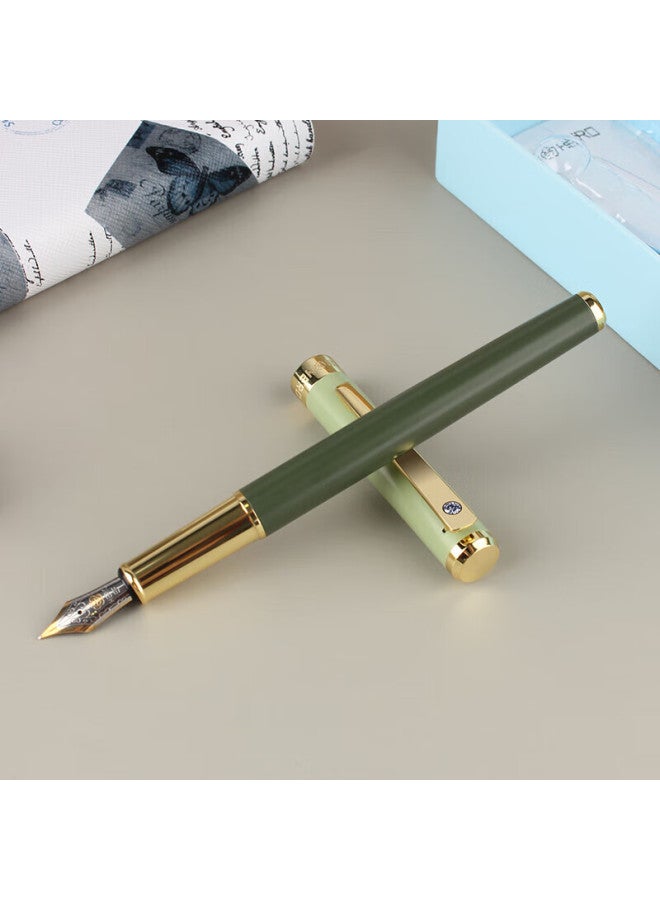 هيرو Hero قلم حبر A06-1 Morandi ريشة إيريديوم للكتابة اليومية للبالغين قلم مكتبي للتوقيع ريشة Ef Army Green - Image 1