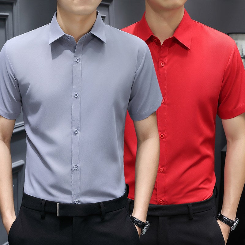 Spring and autumn men's long-sleeved shirt shirt gray business casual anti-wrinkle inner wear workwear work clothes men's clothing - Image 2