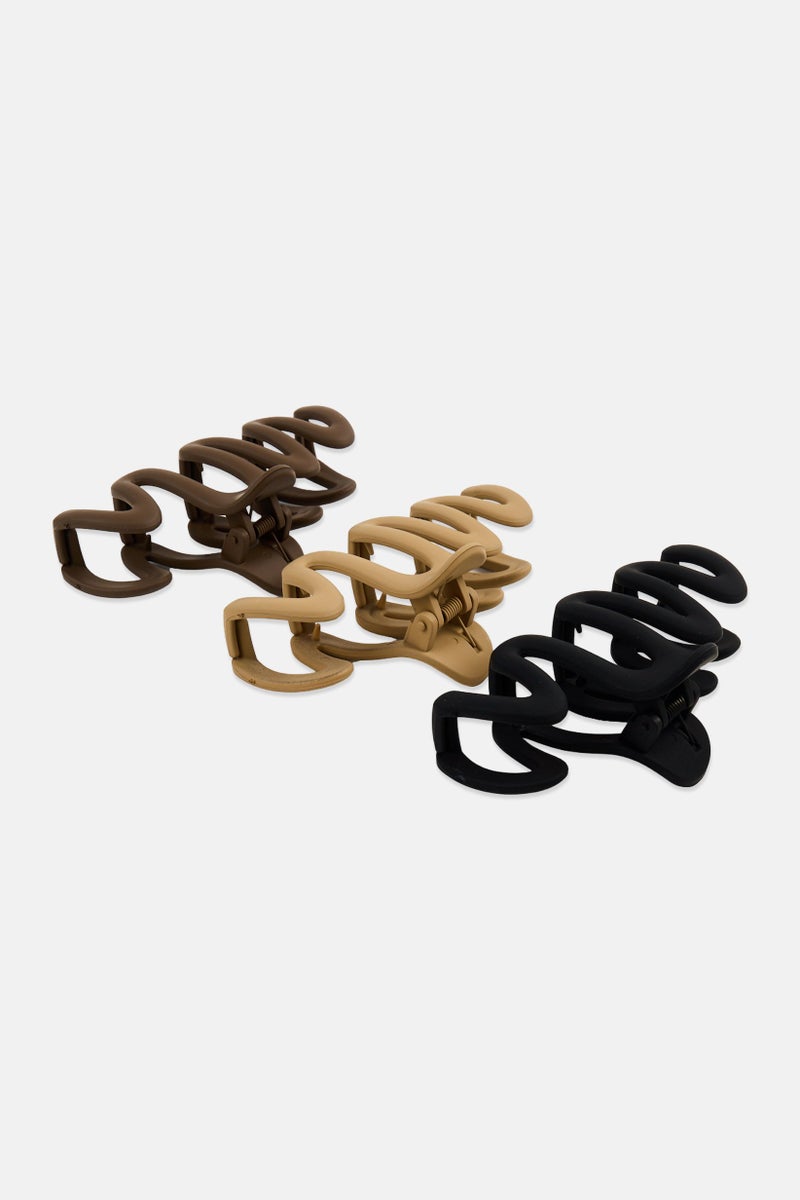 Orly Fashion Accessories 3Pcs Wavy Hair Claws, Multicolor  - Image 1