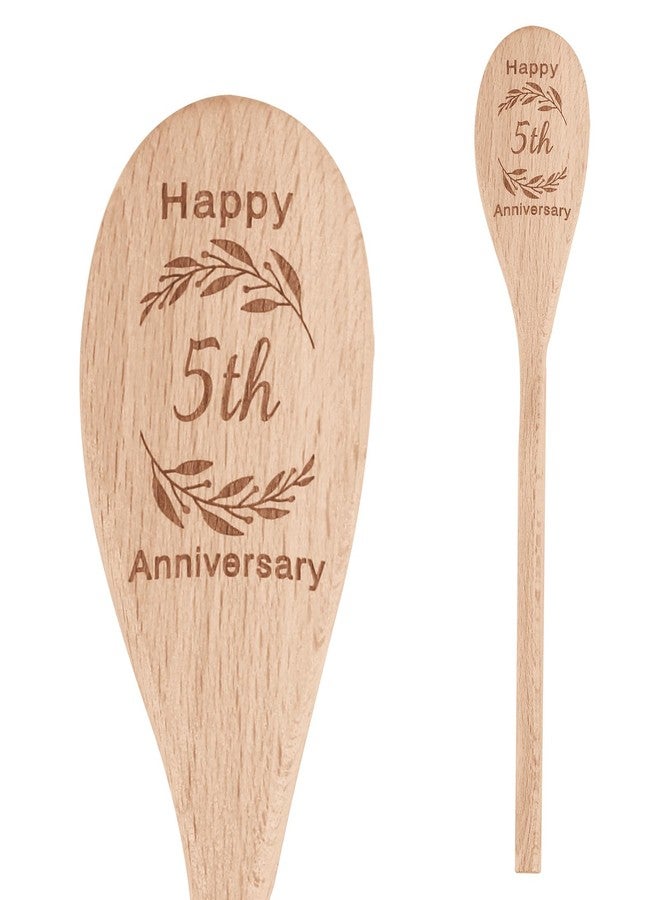 TI-EDC 5 Year Anniversary Wood Gifts for Her Him, Happy 5th Wedding Anniversary Spoon, Wooden Present for women men, Wooden Gifts for Wife Husband Men, Wedding Engagement Gifts for Couple Engraved Spoon - Image 1