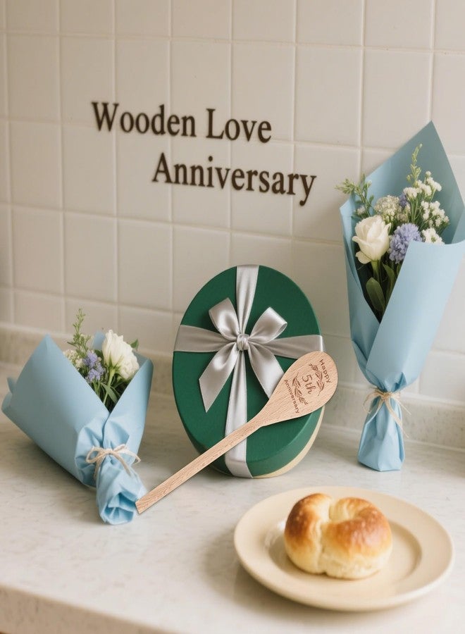 TI-EDC 5 Year Anniversary Wood Gifts for Her Him, Happy 5th Wedding Anniversary Spoon, Wooden Present for women men, Wooden Gifts for Wife Husband Men, Wedding Engagement Gifts for Couple Engraved Spoon - Image 3