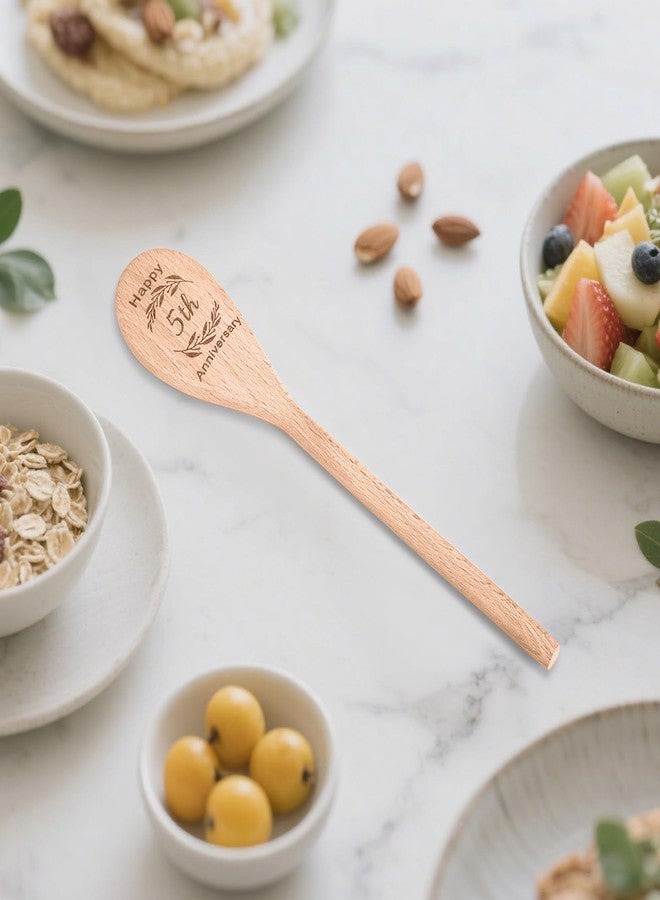 TI-EDC 5 Year Anniversary Wood Gifts for Her Him, Happy 5th Wedding Anniversary Spoon, Wooden Present for women men, Wooden Gifts for Wife Husband Men, Wedding Engagement Gifts for Couple Engraved Spoon - Image 4