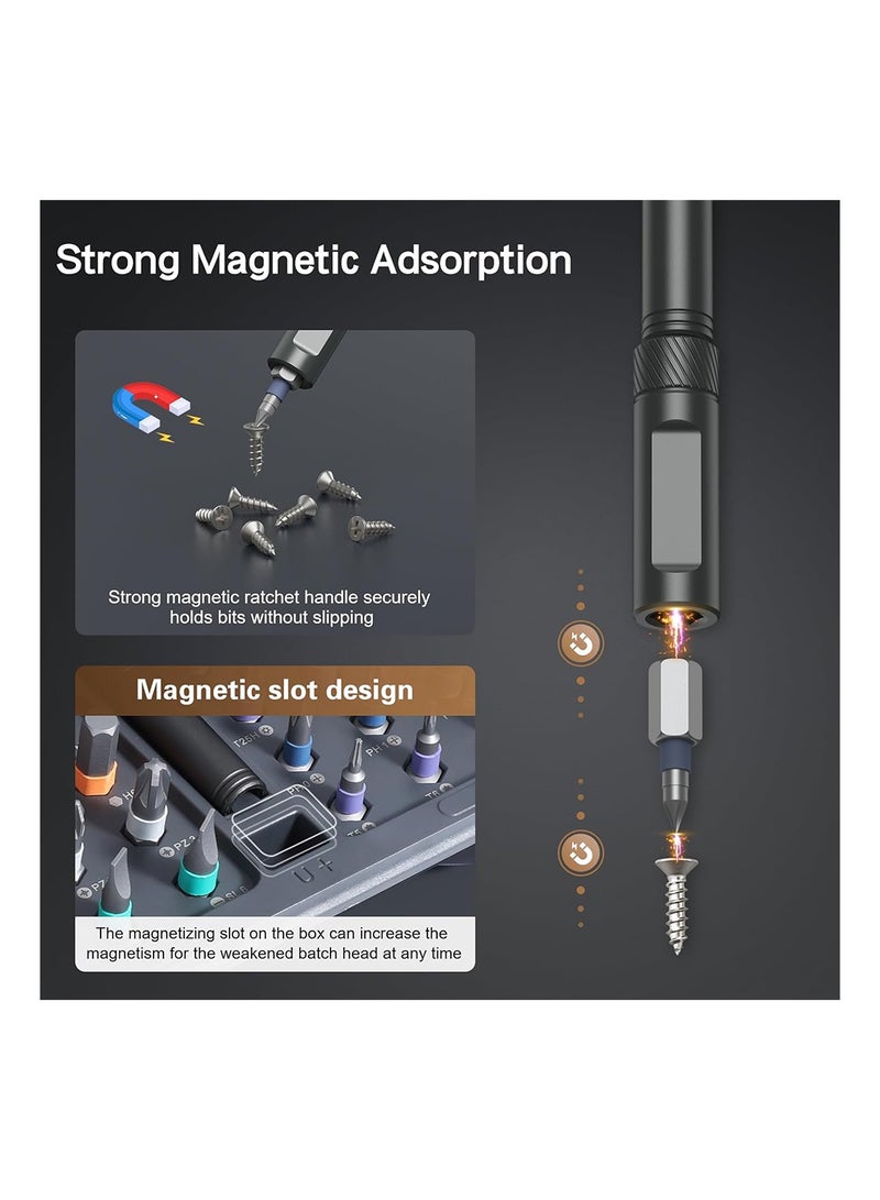 MVAQKLM  42 in 1 Magnetic Screwdriver Set, DIY Ratchet Screwdriver Set, Multi Bit Magnetic Drive Set with Detachable Ratchet Handle, Portable Compact Repair Tool Kit for Funiture Computer Bicycle - Image 4