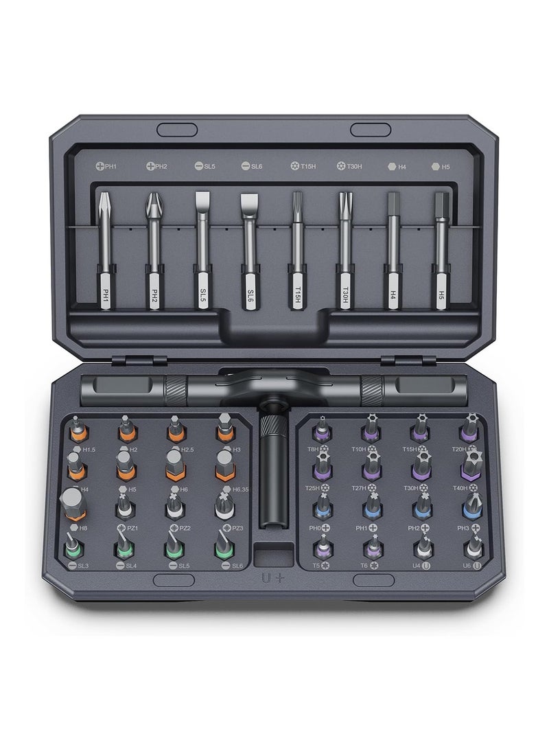 MVAQKLM  42 in 1 Magnetic Screwdriver Set, DIY Ratchet Screwdriver Set, Multi Bit Magnetic Drive Set with Detachable Ratchet Handle, Portable Compact Repair Tool Kit for Funiture Computer Bicycle - Image 1