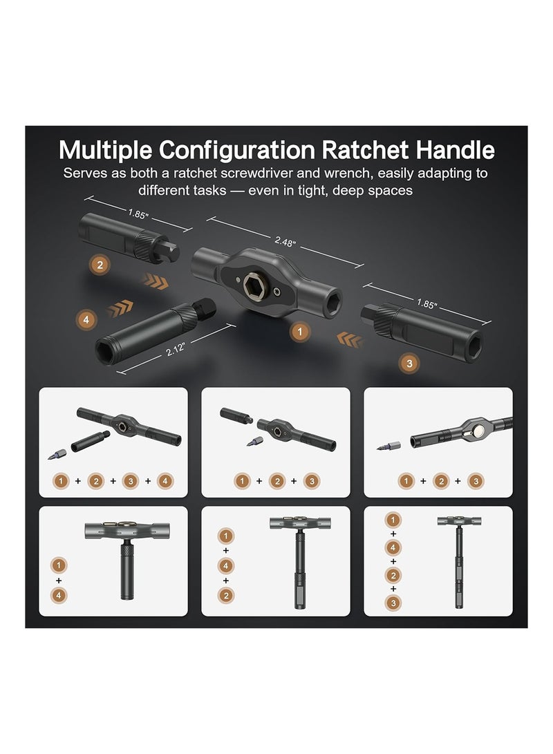 MVAQKLM  42 in 1 Magnetic Screwdriver Set, DIY Ratchet Screwdriver Set, Multi Bit Magnetic Drive Set with Detachable Ratchet Handle, Portable Compact Repair Tool Kit for Funiture Computer Bicycle - Image 2
