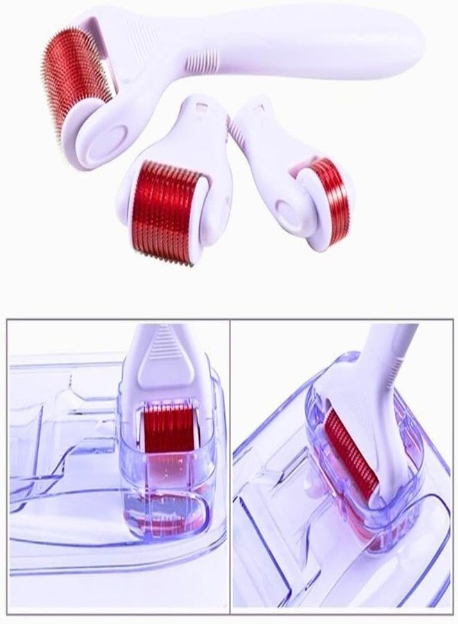 EIZOOU 4 in 1 Derma Roller Microneedling Kit 3 Replaceable Heads Roller for Skin Repair Beard Growth Reduce Wrinkles Scars Stretch Marks for Face Body (4 In 1 Derma Roller) - Image 2