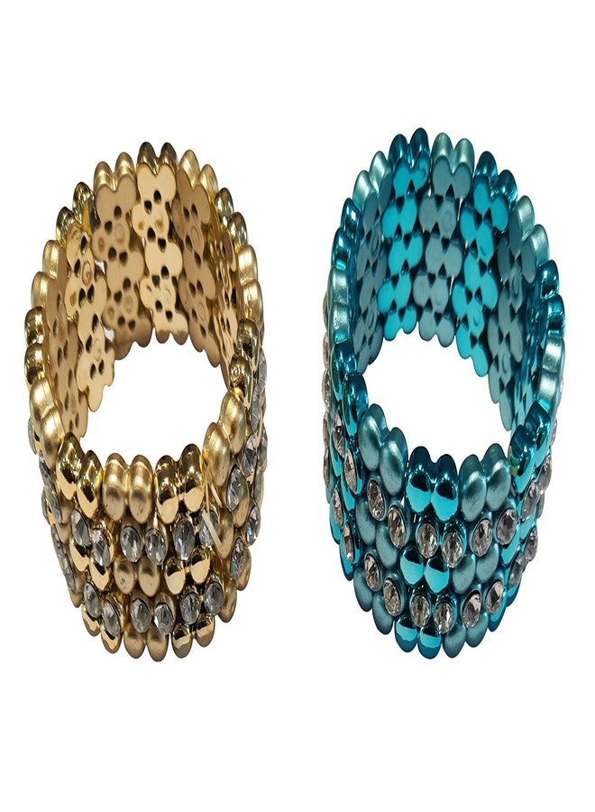 LA BELLEZA Stretchable Adjustable Elastic Crystal Rhinestone Bangle Bracelet Kada for girls and Women (Free size bracelet) - Image 1