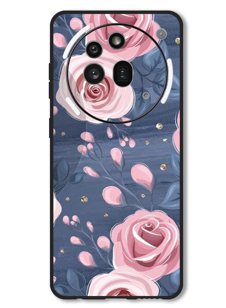 Theodor Case Compatible with Nothing Phone 3a Pro Protection Shockproof Bumper Cover Roses & Leaves Pattern - Image 1
