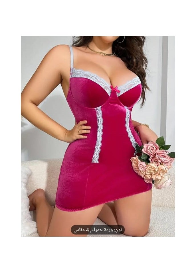 Hanady Trendy women's lingerie in French velvet x lace - a feminine look that combines elegance and comfort  - Image 3