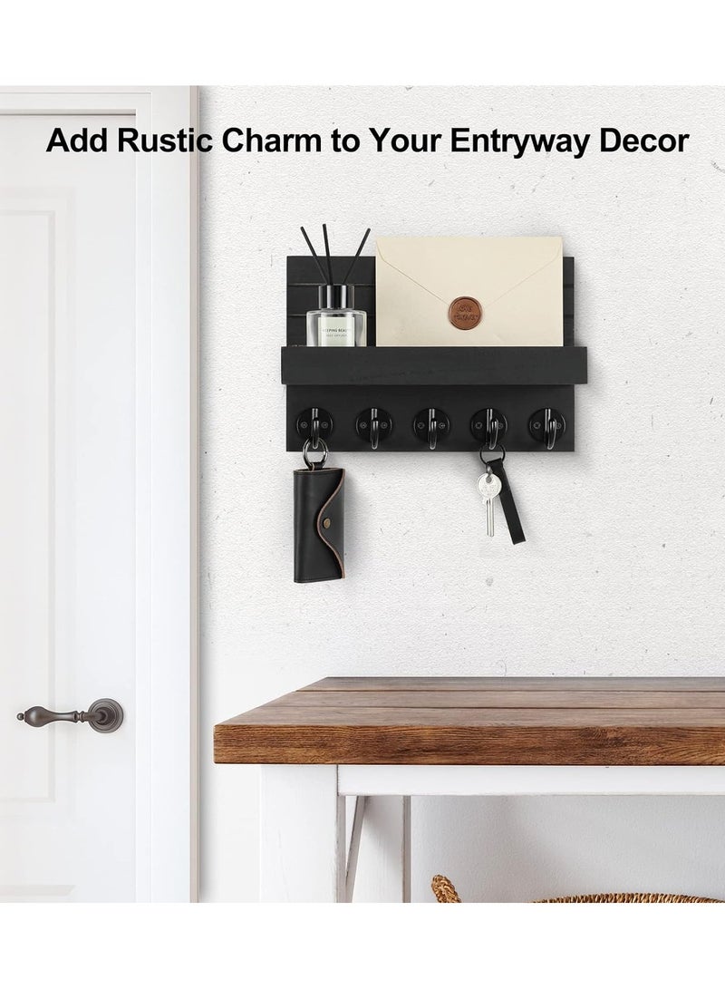 عام حاملات مفاتيح حائطية ومفاتيح زخرفية ورفوف بريدية مزودة بأرفف بها خطافات كبيرة لتخزين الحقائب والمعاطف والمظلات - Image 4