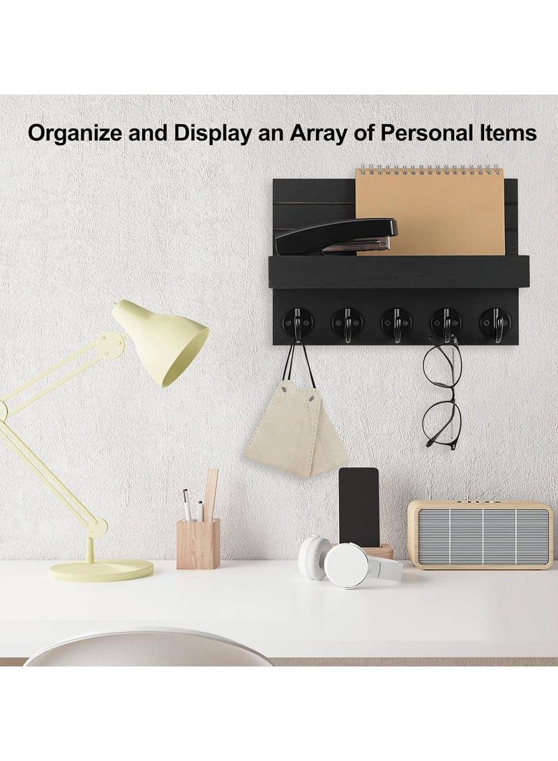 عام حاملات مفاتيح حائطية ومفاتيح زخرفية ورفوف بريدية مزودة بأرفف بها خطافات كبيرة لتخزين الحقائب والمعاطف والمظلات - Image 5