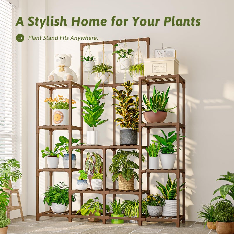 GENTINGBRO Plant Stand Indoor Outdoor 63" Tall Plant Shelf for Plants 12-Tier Large Plant Sheves for Living Room Heavy Duty Plant Rack Garden Balcony Patio Hanging Planter - Image 2