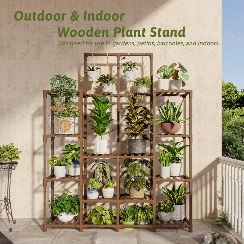 GENTINGBRO Plant Stand Indoor Outdoor 63" Tall Plant Shelf for Plants 12-Tier Large Plant Sheves for Living Room Heavy Duty Plant Rack Garden Balcony Patio Hanging Planter - Image 3