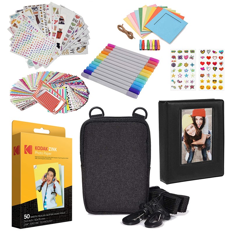 KODAK 2"x3" Premium Zink Photo Paper (50 Pack) Fun Accessory Kit with Photo Album, Case, Stickers, Markers & More - Image 1