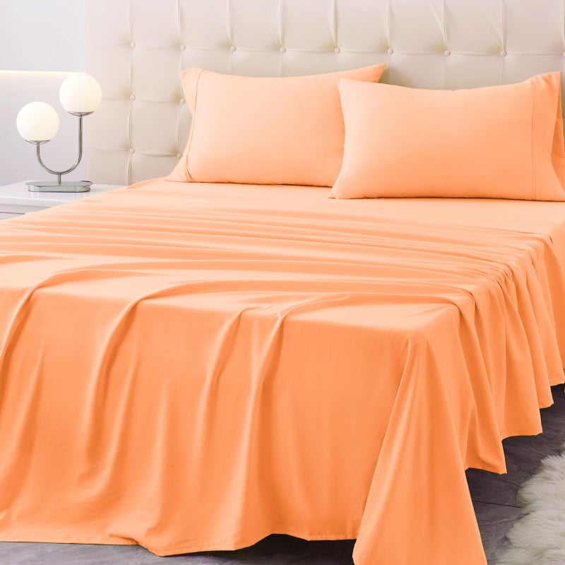 Homilay Queen Size Bed Sheet Set - 4 Piece Soft Microfiber Sheets with Deep Pockets  Cooling Technology  and Wrinkle-Free Pillowcase. Hotel-Quality  Durable Bedding  Peach Fuzz - Image 1
