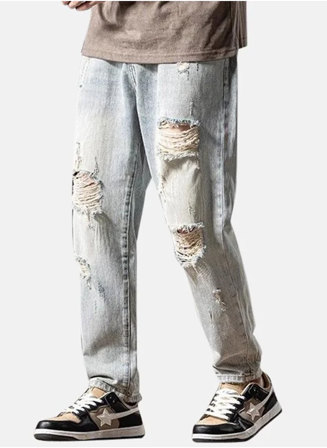 YUNIQEE Blue Cotton Slim Fit High-Rise Jeans