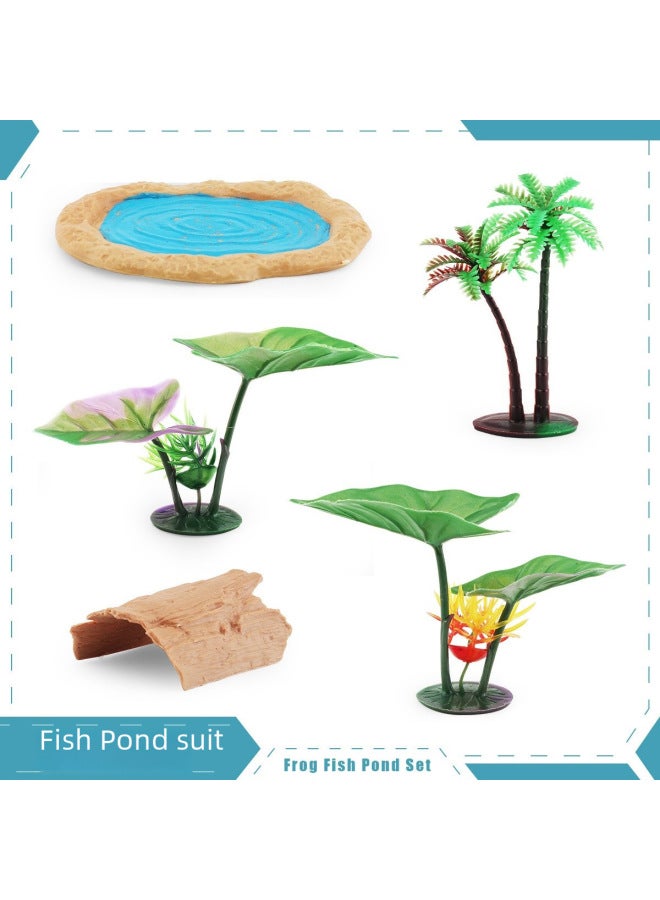 Simulation Pond Tree Lotus Leaf Wood Block Frog Model Microscopic Scene Frog Fish Pond Accessories Set Ornaments-Color:BL-10029 Mini Frog 27g  - Image 3
