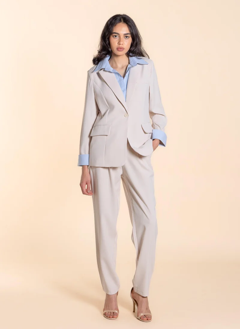 SHAPES DETAILED BLAZER SET WITH PANT