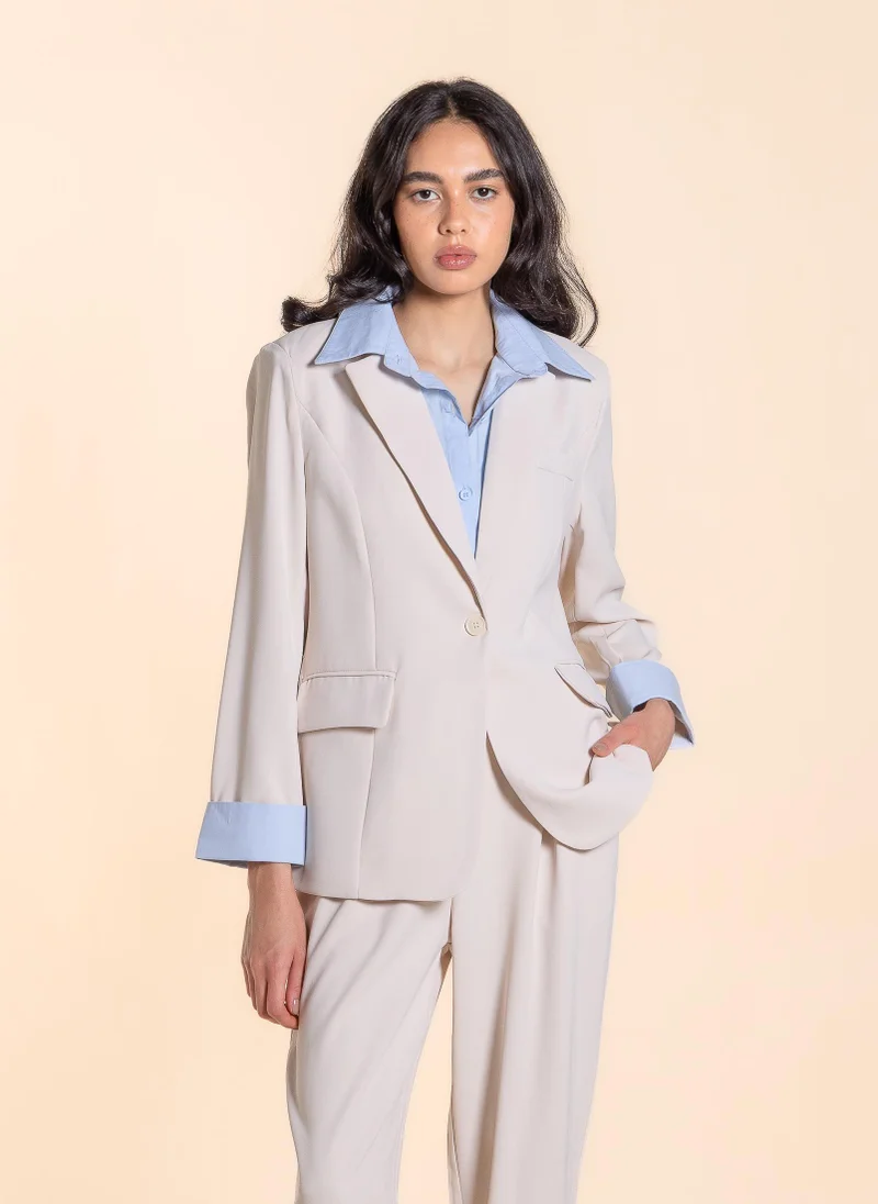 SHAPES DETAILED BLAZER SET WITH PANT