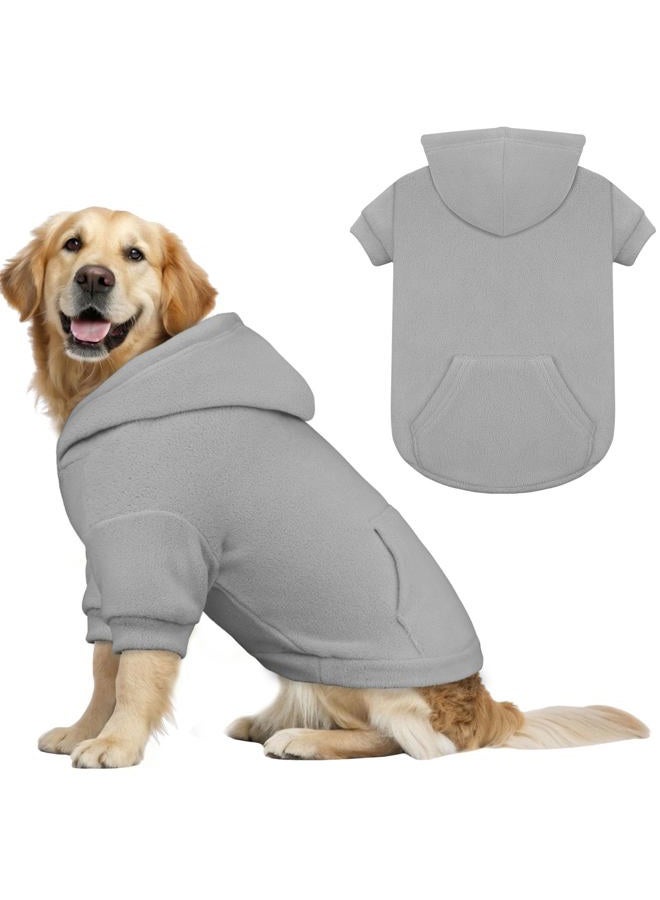Waoduld Dog Sweaters for Large Dogs,Dog Hoodie,Warm Fleece Sweatshirt with Hood & Pocket,Leash Hole,Cozy Cold Weather Pet Clothes Sweater Hoodie for Large Dogs(Grey,XL) - Image 1