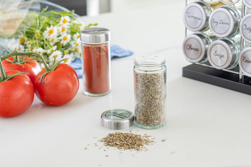 Orii 20 Jar Spice Rack Stainless Steel with Spices Included - Standing Rack Shelf Holder & Countertop Spice Rack Tower Organizer for Kitchen Spices - Image 4