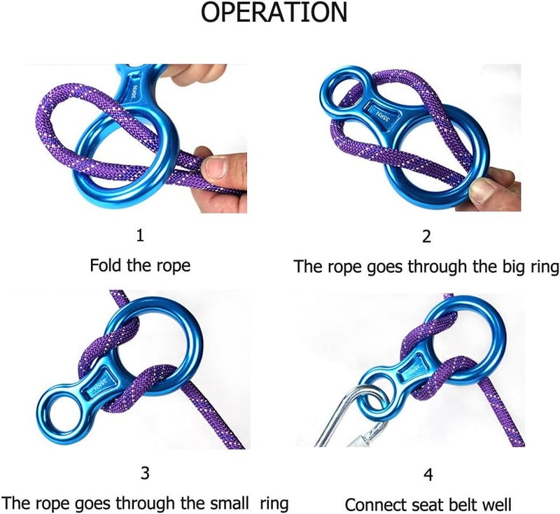 CdyBox 35KN Super 8 Belay Device Titan Figure 8 Descender for Climbing Rigging Plate Downhill Heavy Duty Equipment - Image 3