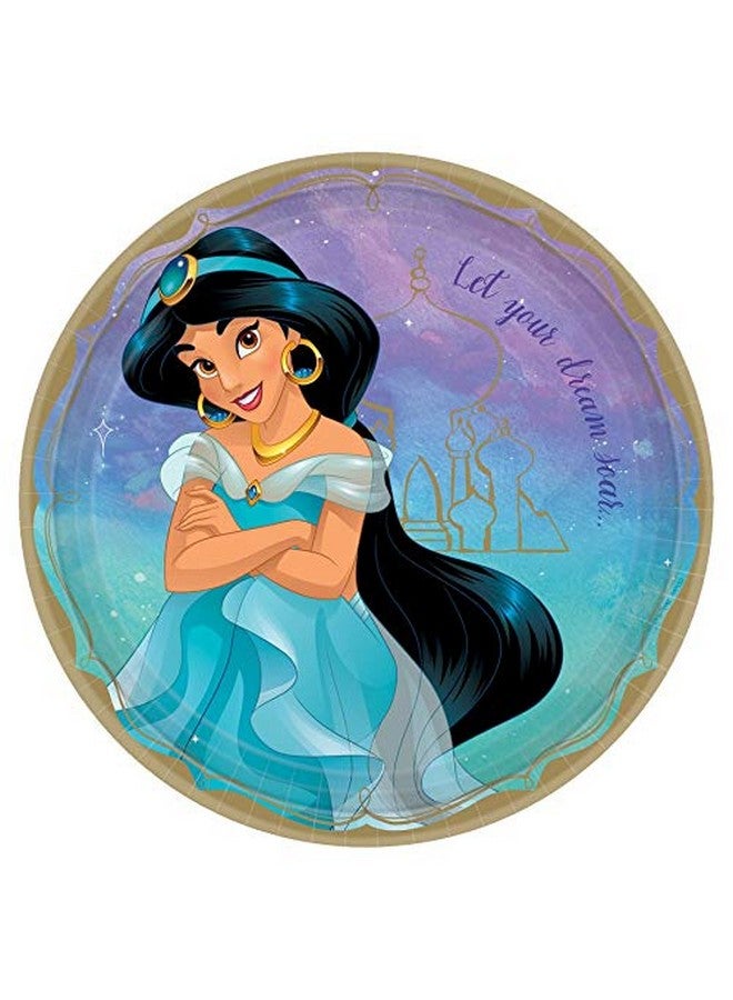 Amscan Disney Princess Jasmine Round Paper Plates 9" ; Multicolor ; Pack Of 8 - Image 2