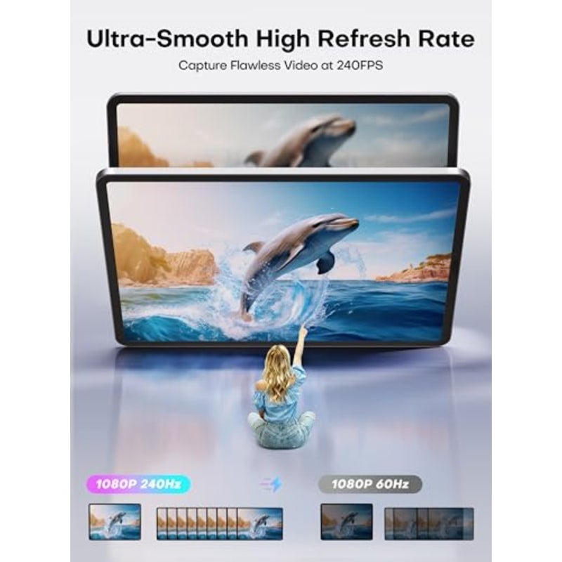 بطاقة التقاط فيديو للألعاب والبث، هيكل من سبائك الألومنيوم، لون أسود، 4K 60FPS/1080P 240FPS مع حلقة HDMI عبر USB 3.0 - Image 3