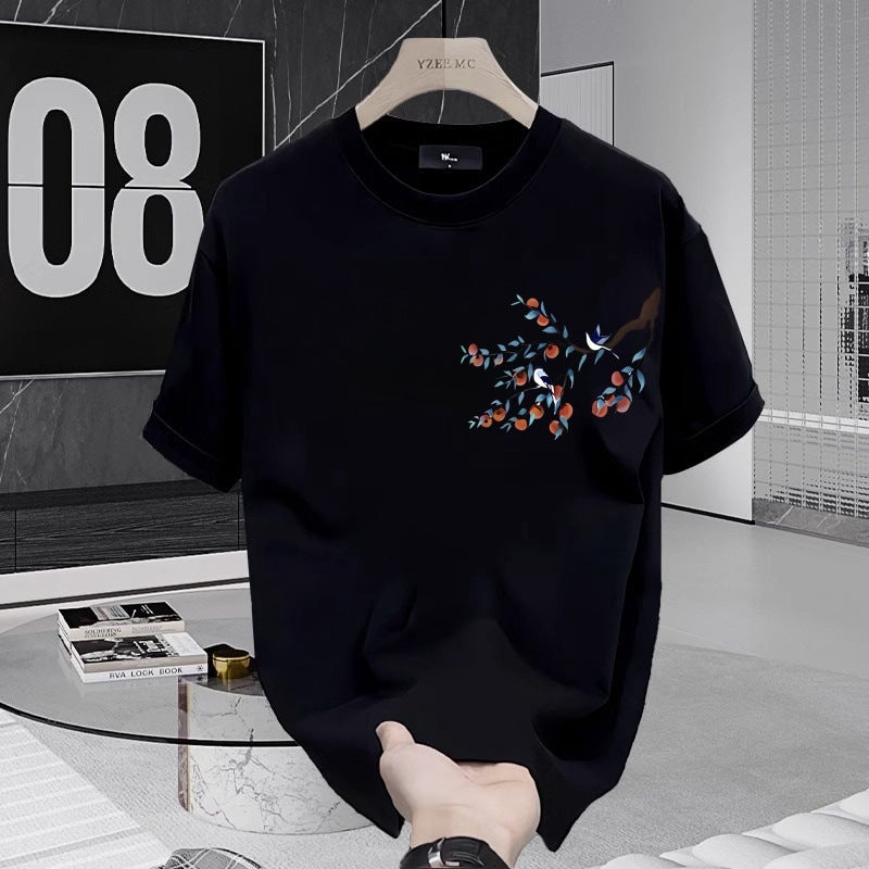 2025 National Fashion Chinese Style Fashion Brand Loose Plum Blossom Embroidery Short-Sleeved T-Shirt Unisex Half-Sleeved T-Shirt For Men And Women - Image 2