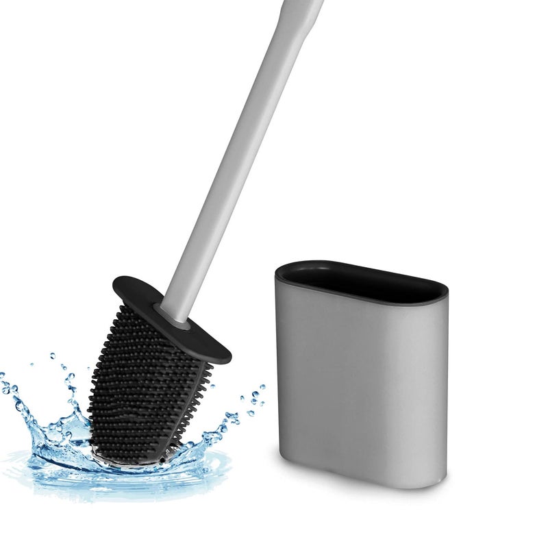 KBS Toilet Cleaner Brush Silicon with Slim Holder Flexible Toilet Bowl Cleaning Brush for Home Office Bathroom School Hotels Cleaning Accessories Tools Gadgets - Image 1