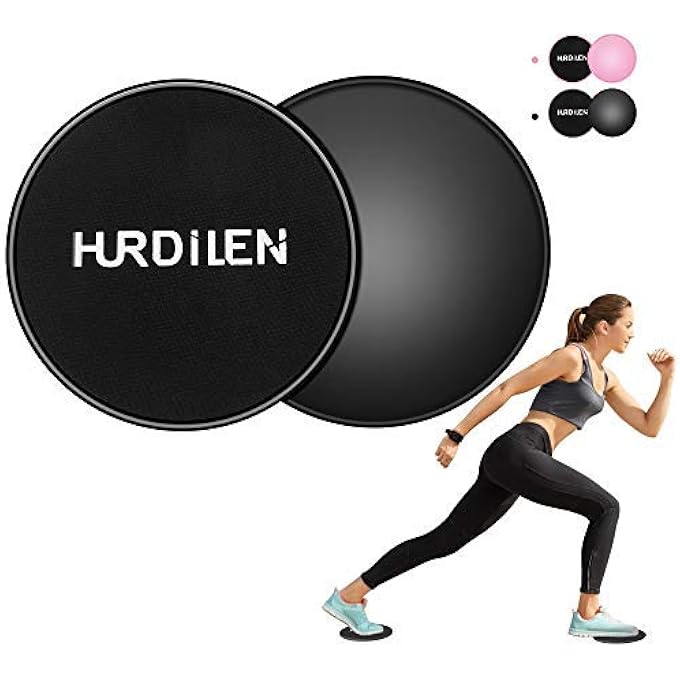 Hurdilen Core Sliders, Exercise Gliding Discs Dual Sided Use On Carpet And Hardwood Floors, Lightweight And Perfect Fitness Apparatus For Training Abdominal Core Strength (Dark Black) - Image 1