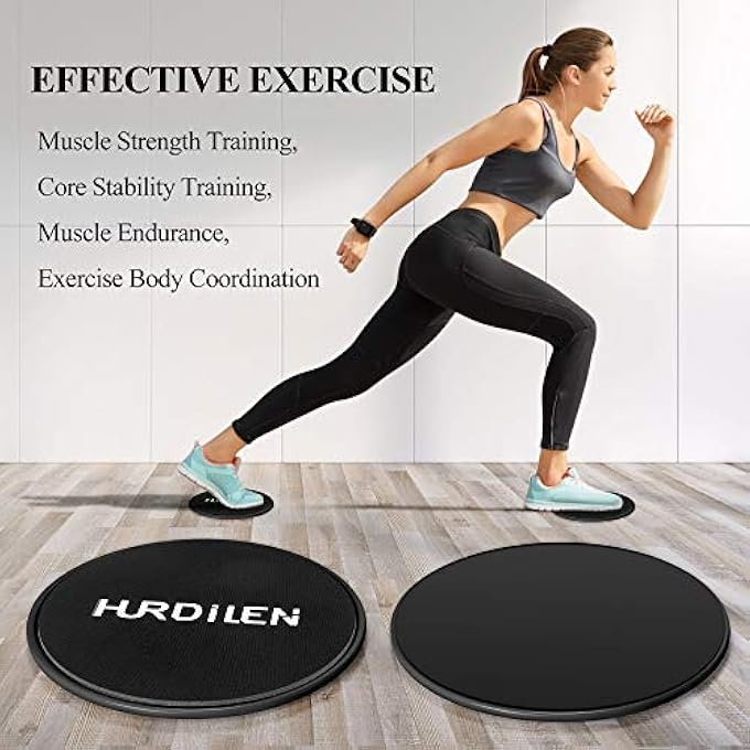 Hurdilen Core Sliders, Exercise Gliding Discs Dual Sided Use On Carpet And Hardwood Floors, Lightweight And Perfect Fitness Apparatus For Training Abdominal Core Strength (Dark Black) - Image 3