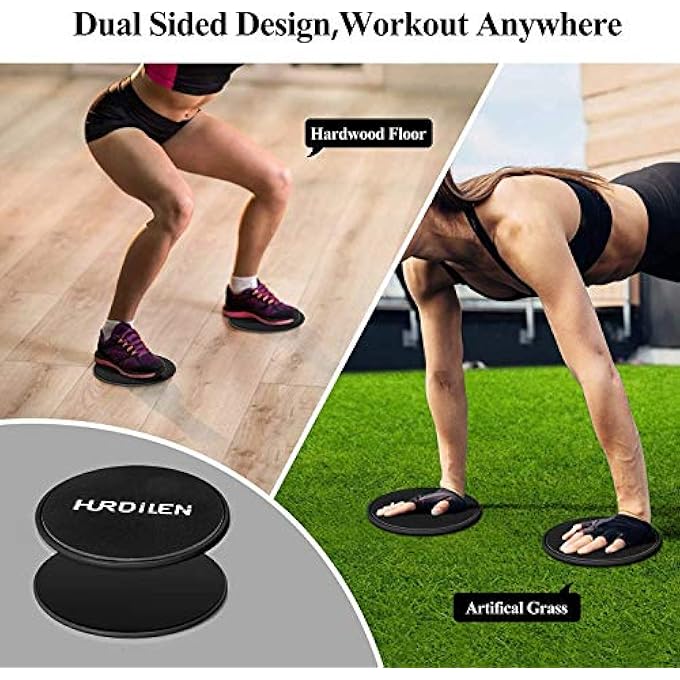 Hurdilen Core Sliders, Exercise Gliding Discs Dual Sided Use On Carpet And Hardwood Floors, Lightweight And Perfect Fitness Apparatus For Training Abdominal Core Strength (Dark Black) - Image 4