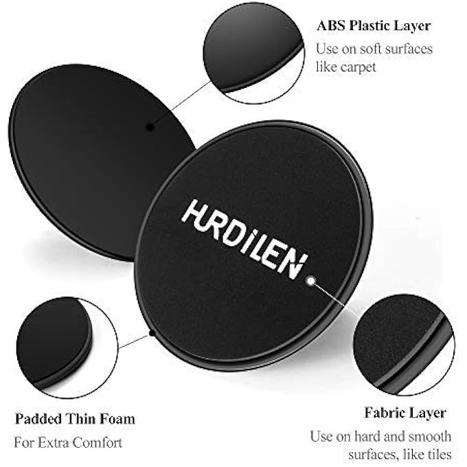 Hurdilen Core Sliders, Exercise Gliding Discs Dual Sided Use On Carpet And Hardwood Floors, Lightweight And Perfect Fitness Apparatus For Training Abdominal Core Strength (Dark Black) - Image 2