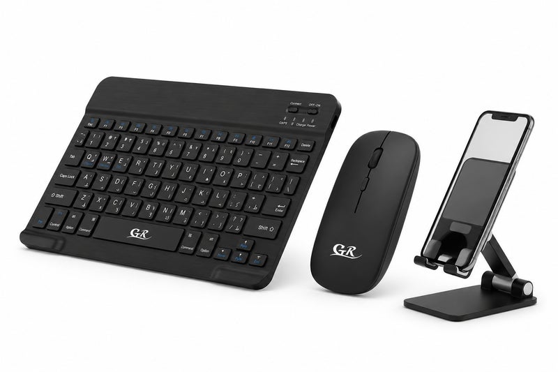 GR 3-in-1 Combo Wireless Bluetooth Keyboard and Mouse with Desktop Mobile Stand - 10m Wireless Transmission Range, Long Battery Life, Model GR030 - Image 3