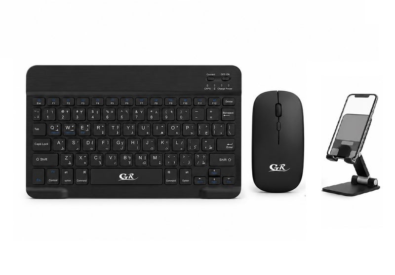 GR 3-in-1 Combo Wireless Bluetooth Keyboard and Mouse with Desktop Mobile Stand - 10m Wireless Transmission Range, Long Battery Life, Model GR030 - Image 1