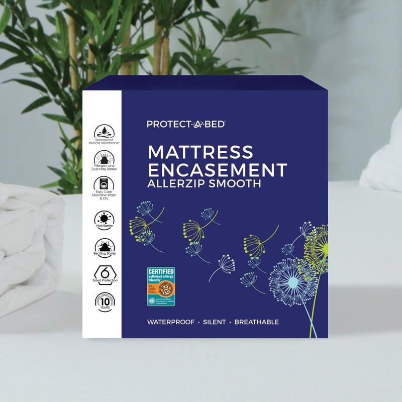 Protect-A-Bed Protect-A-Bed AllerZip Smooth Allergy, Dust Mite & Bed Bug Proof 6-Sided Waterproof Mattress Encasement Or Box Spring Encasement, Queen 13-inch, white, full  - Image 4