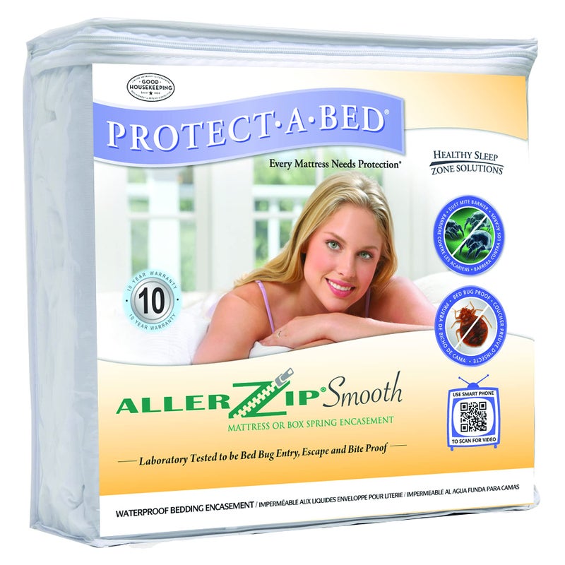 Protect-A-Bed Protect-A-Bed AllerZip Smooth Allergy, Dust Mite & Bed Bug Proof 6-Sided Waterproof Mattress Encasement Or Box Spring Encasement, Queen 13-inch, white, full  - Image 5