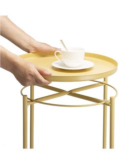 JCB CHIC Round End Table,Small Sofa Side Table For Coffee Anti-Rust Waterproof Metal with Removable  - Image 2
