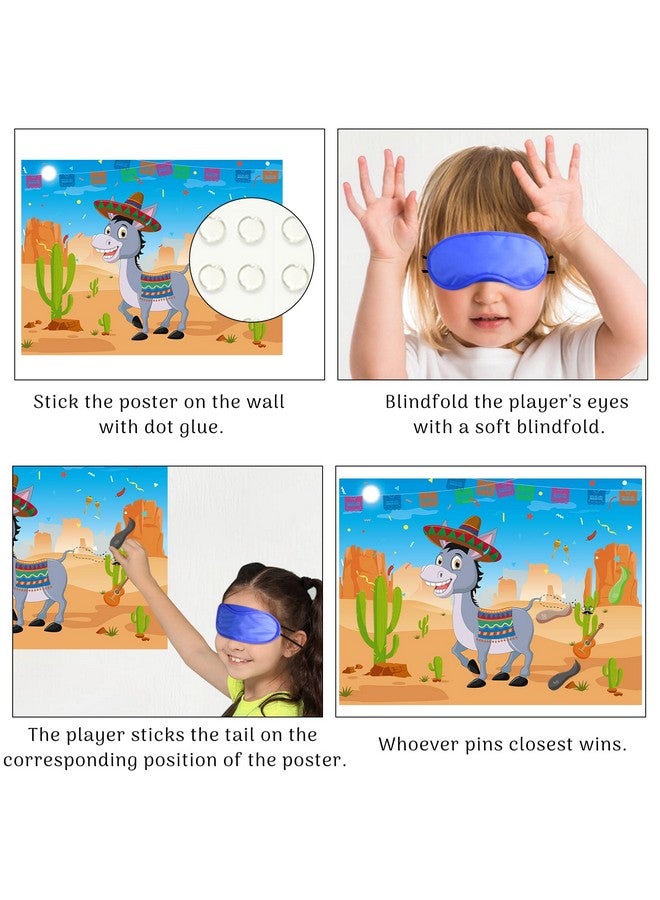 Morcheiong Pin The Tail On The Donkey Game With 48 Tails Mexican Fiesta Party Favors Supplies Decorations Birthday Party Game For Kids - Image 4
